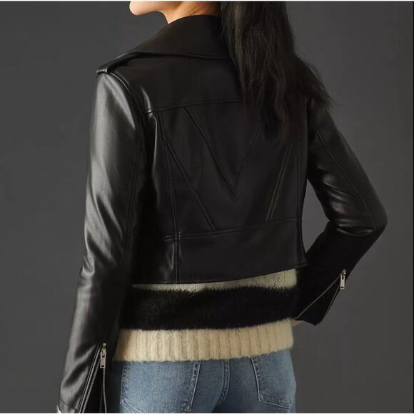 Anthropologie Avec Les Filles Faux Leather Jacket Black Size XS - Picture 4 of 13